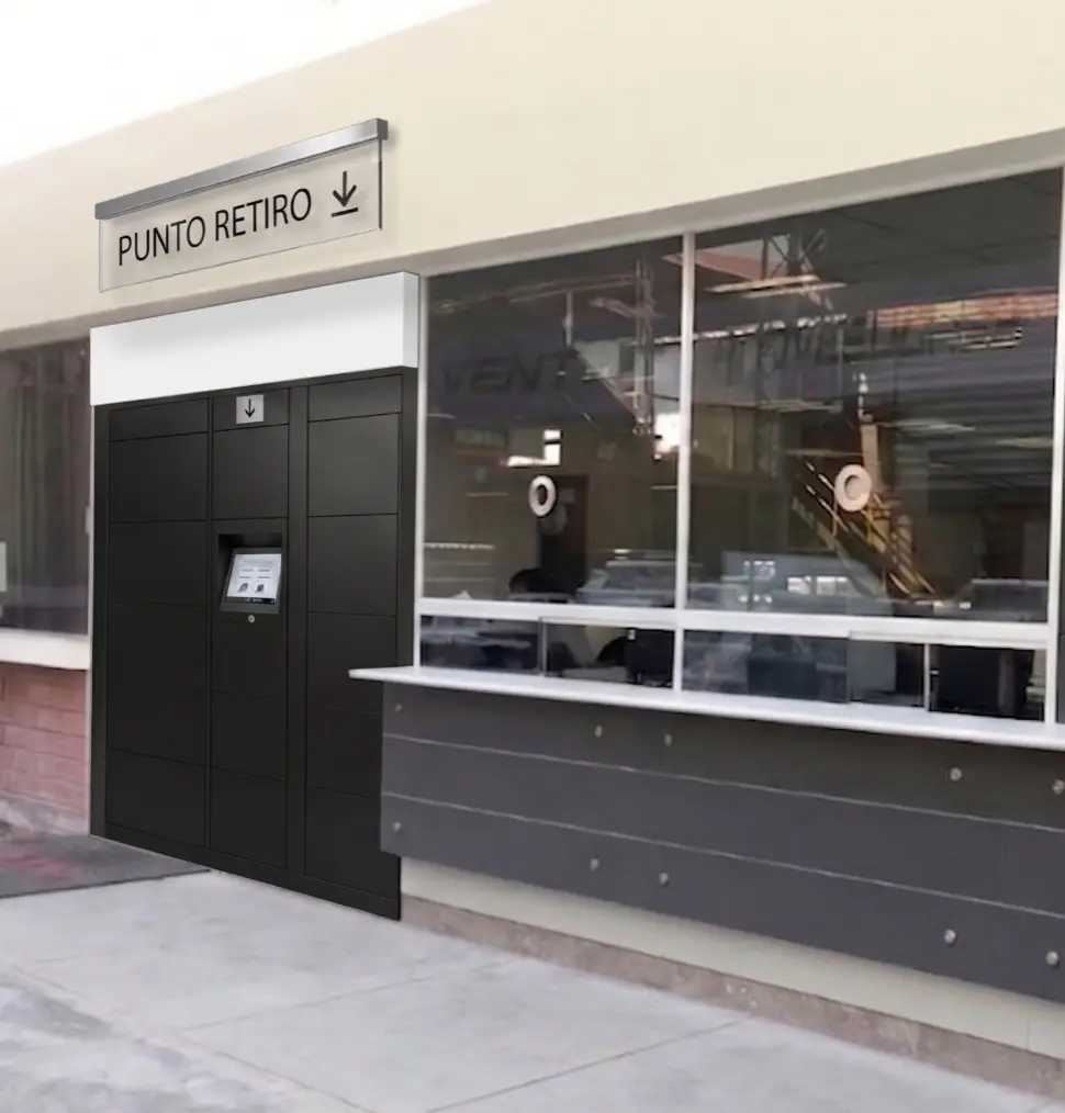 Punto de retiro automatizado para que clientes recojan pedidos después del horario de atención
