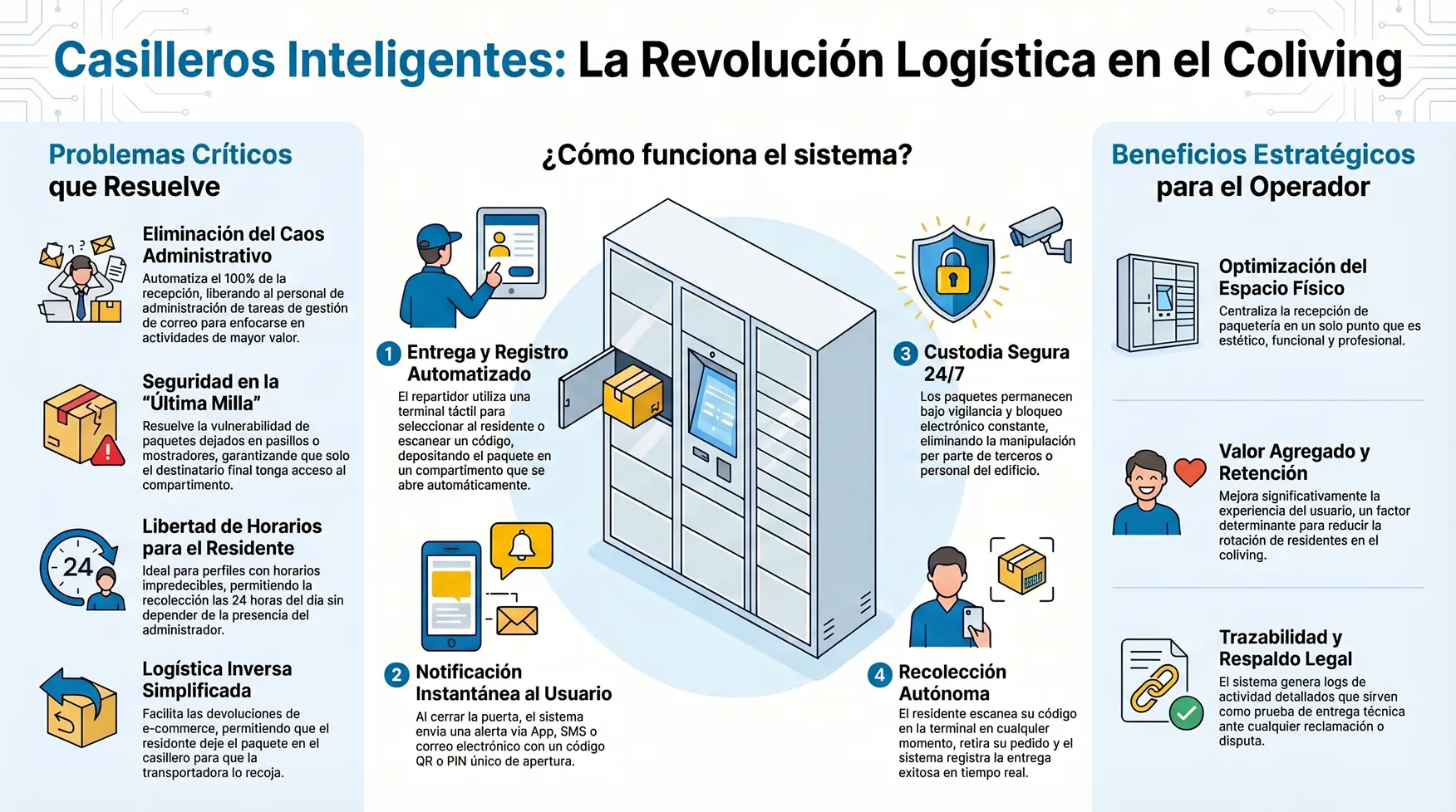 Infografía completa sobre casilleros inteligentes en coliving